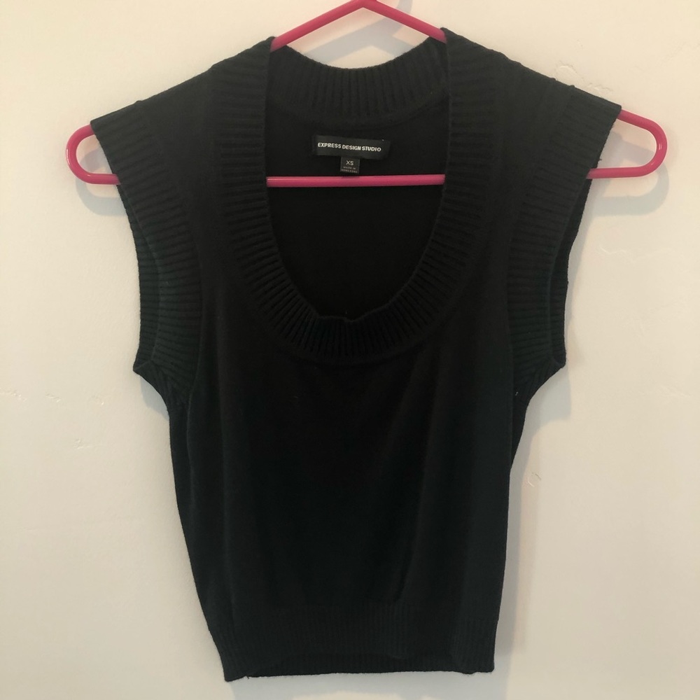 Express Black Cropped Sweater Vest Sz XS
